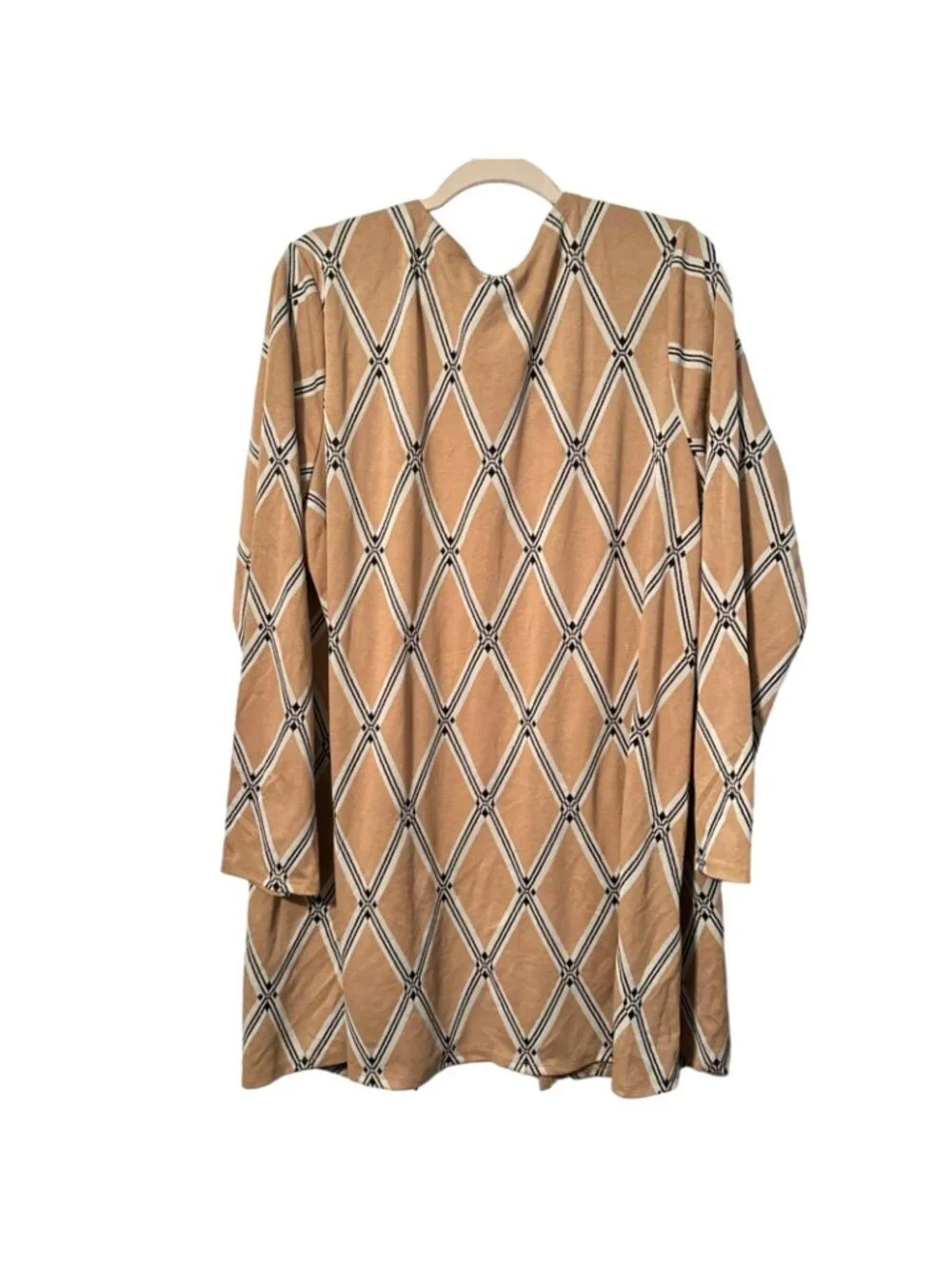 Olivia Blu Womens Long Sleeve Open Front Cardigan With Pockets 1X Beige & Black - Picture 11 of 12
